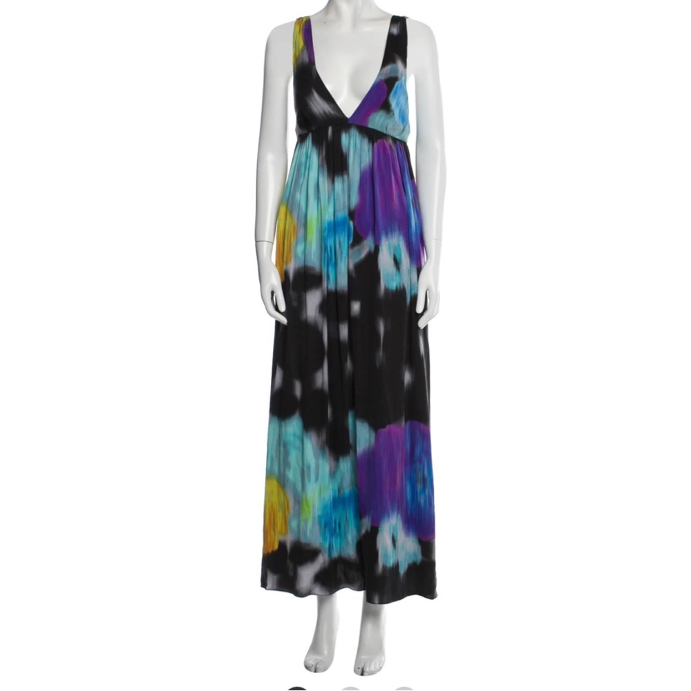 Alice + Olivia Silk Long Multi Color Halter Dress Sz Small